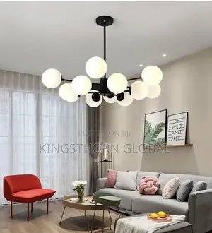 Modern Black Multi-Light Glass Globe Chandelier