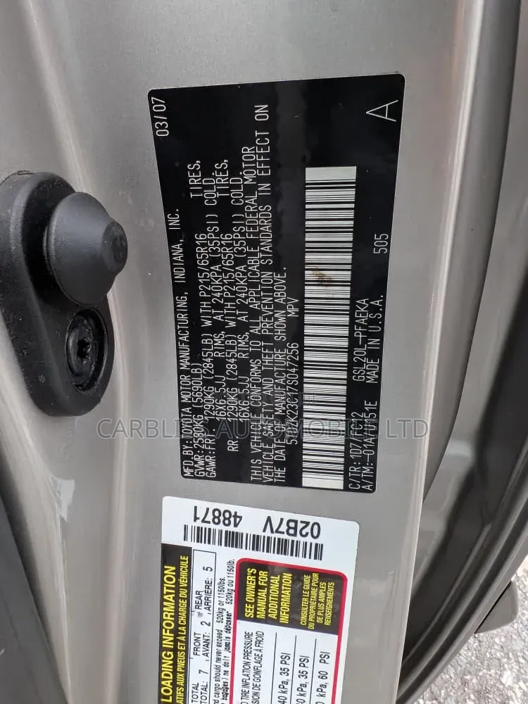 Toyota Sienna 2007 Ivory