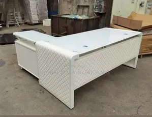 White L-Shaped Executive Desk
