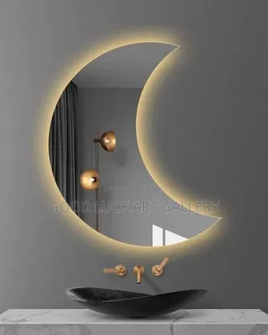 White Moon Shaped Led Mirror