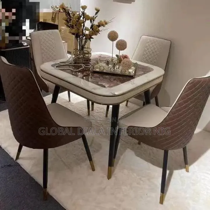 Modern 4-Seater Marble Dining Set