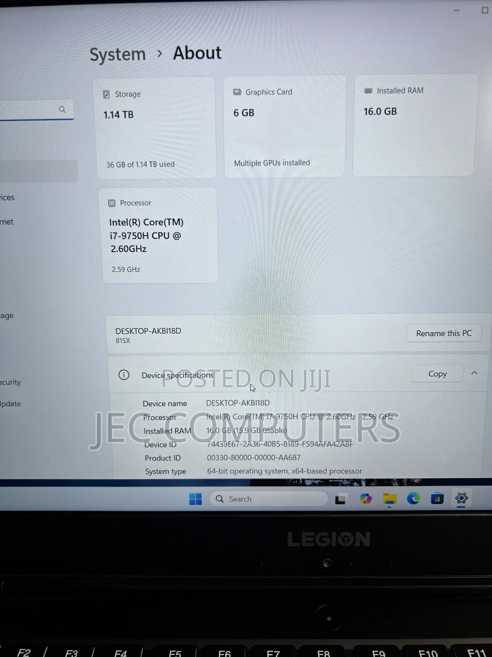 Laptop Lenovo Legion 5 16GB Intel Core i7 HDD+SSD 1T