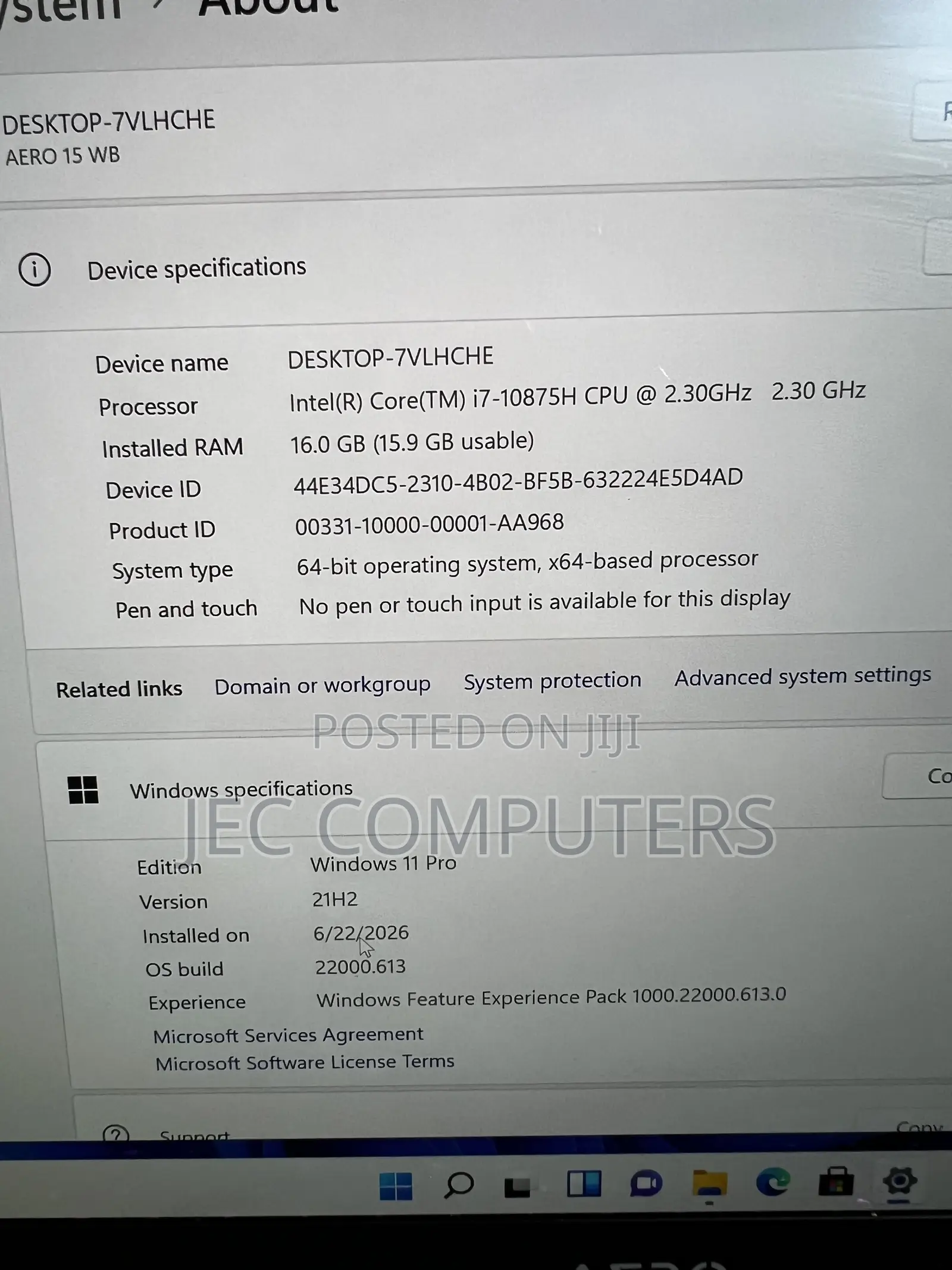 Laptop Gigabyte AERO 15 OLED 16GB Intel Core i7 SSD 512GB
