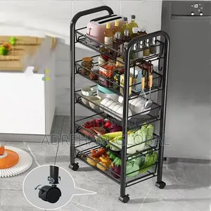5Layers Movable Trolley Storage Racks Metal Trolley
