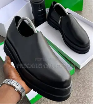 All Black BOTTEGA Side Zipped Double Sole Loafers