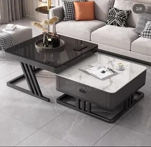 Square 2 in 1 Center Table (Mable Top)1 Drawer