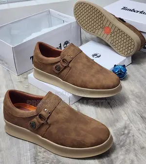 Light Suede Black and Brown Timberland Loafers With Buckle
