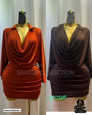 Cowl Neck Bodycon Mini Dress - Brown Orange
