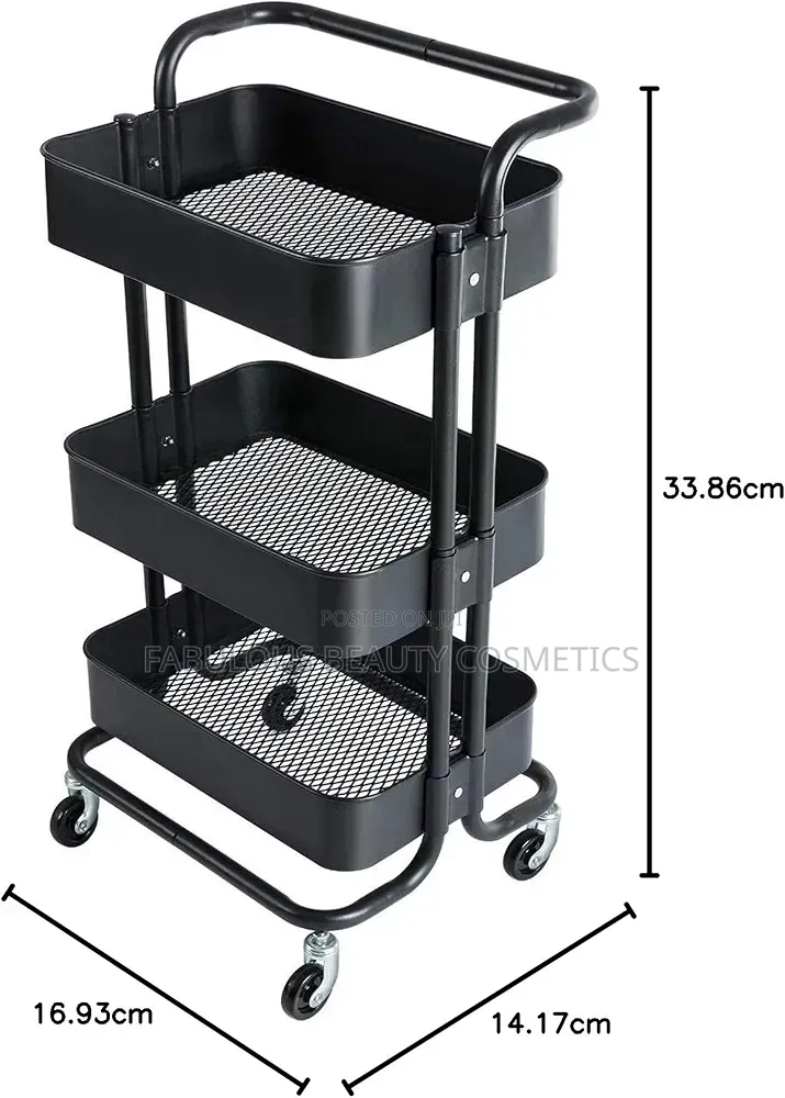 Storage Trolley Rack With Caster Wheels Rolling Cart Metal