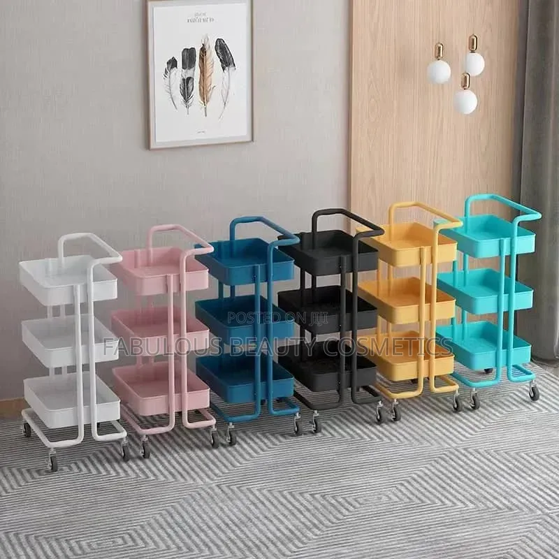 Storage Trolley Rack With Caster Wheels Rolling Cart Metal