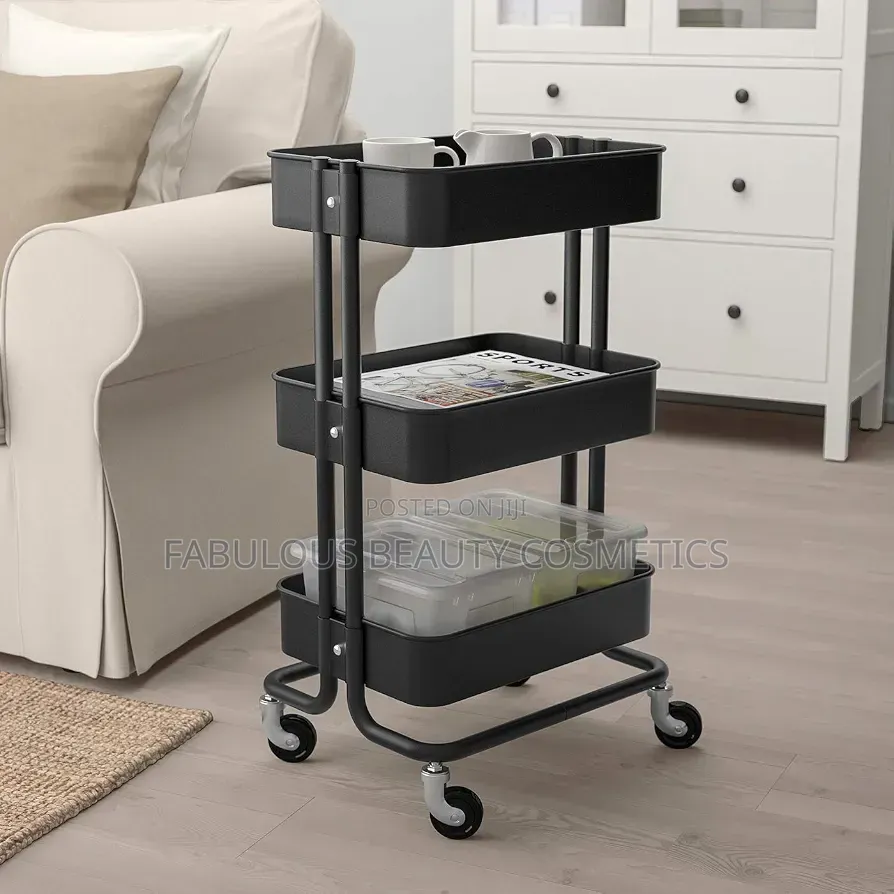 Storage Trolley Rack With Caster Wheels Rolling Cart Metal