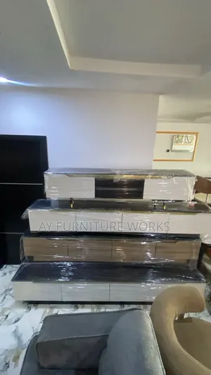 Modern Black White TV Stand Set