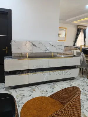 Modern Black White TV Stand Set