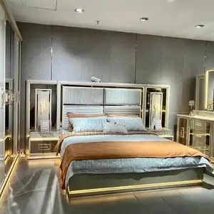 Luxurious Bed Frame With Bedside Table and Mirror