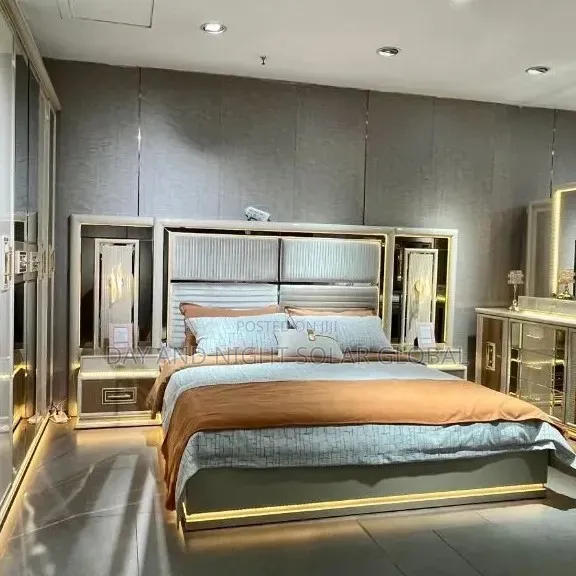 Luxurious Bed Frame With Bedside Table and Mirror