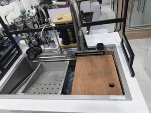 Grey Luxury Kitchen Sink With 2 Button