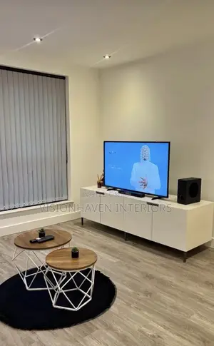 TV Down Cupboard and Center Stool