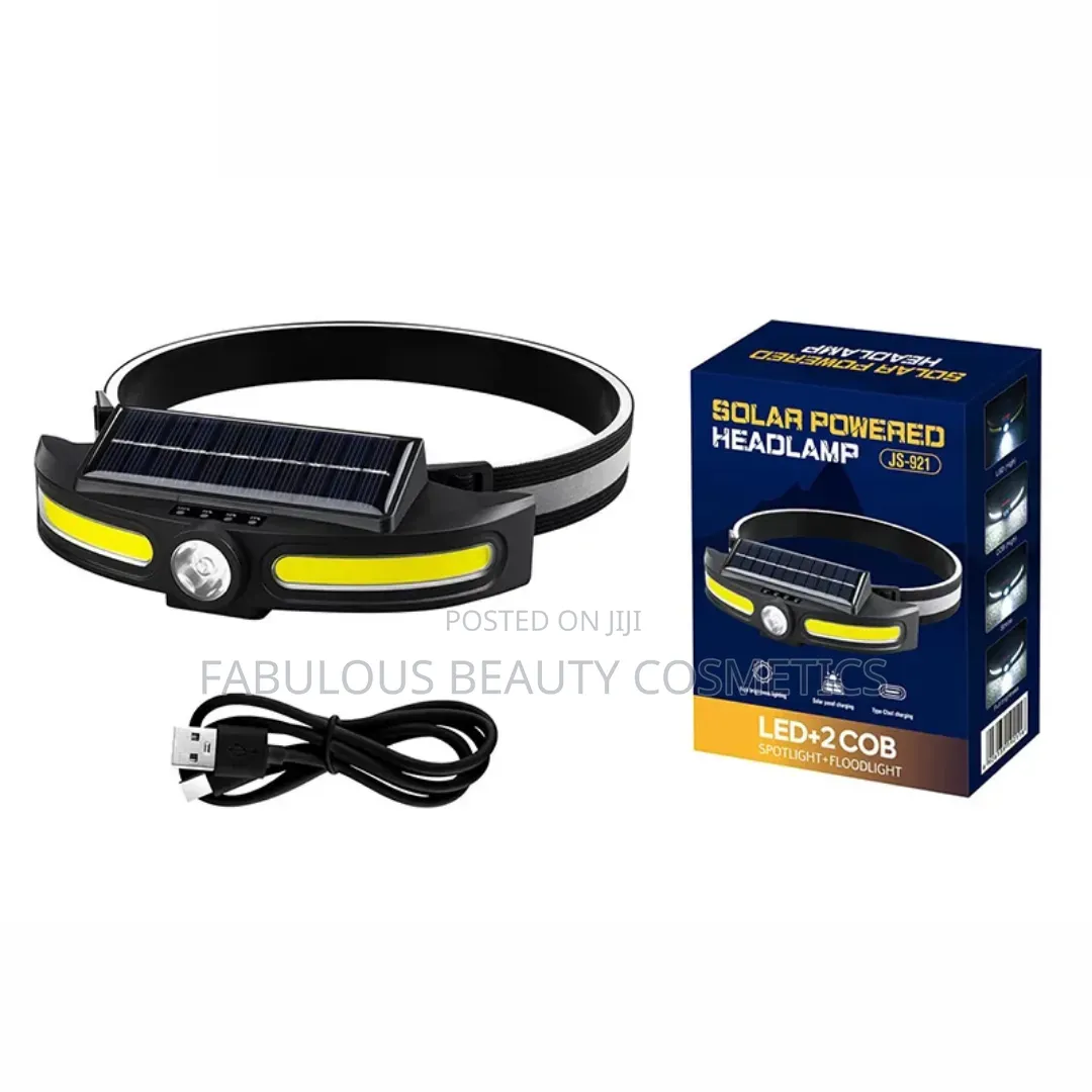 Solar Powered Waterproof Headlamp - USB Rechargeable Dual Light Source