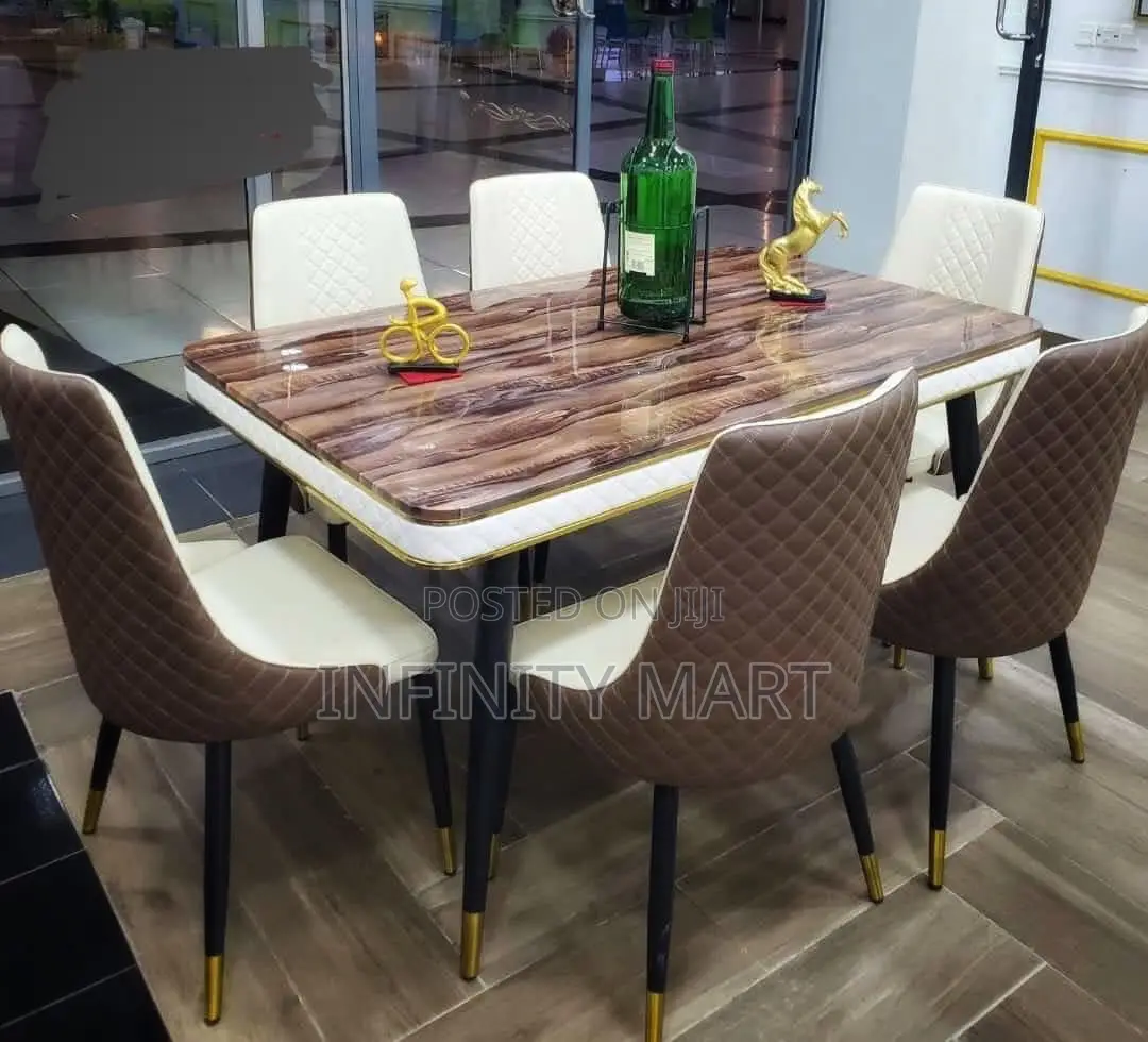 New 6 Seater Modern Marble Dining Set.