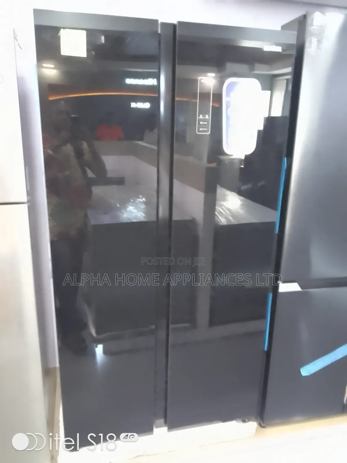Bruhm Side-by-Side Refrigerator 427l Glossy Black Colour