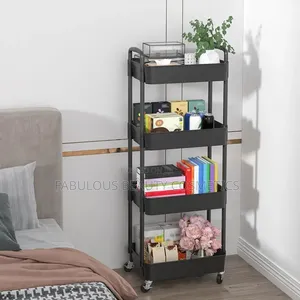 4-Tier Aluminum Plastic Rolling Utility Cart With Wheels for Storage