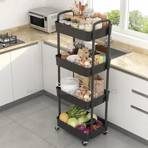 4-Tier Aluminum Plastic Rolling Utility Cart With Wheels for Storage