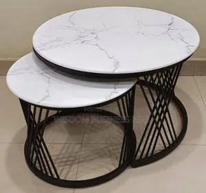 Ceramic Marble Top Side Table Set