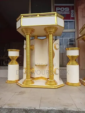 Modern Church Pulpit With Two Flower Vases
