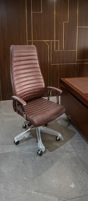 Modern HighBack Ribbed Leather Office Chair Executive Swivel Chair