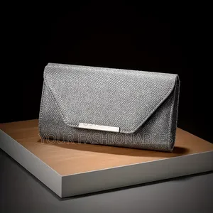 Silver Glitter Envelope Clutch Purse