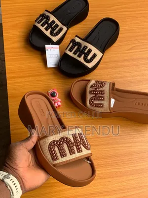 Women's Luxury Rhinestone Logo Platform Slide Sandals