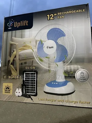 Uplift 12-Inch Solar Rechargeable Standing/Table Fan With USB Charging