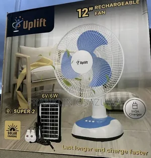 Uplift 12-Inch Solar Rechargeable Standing/Table Fan With USB Charging