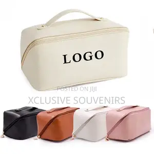 Custom Logo High Quality Leather Travel Toiletry Makeup Cosmetic Bag