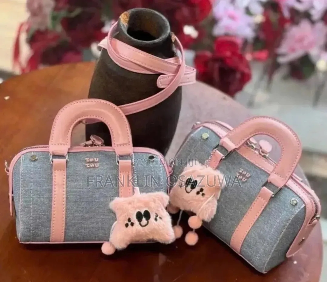 Cute Mini Boston Handbag With Shoulder Strap Plush Charm
