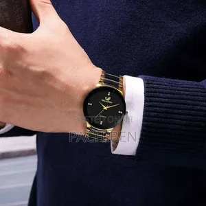 Hot Sale Black Dial Steel Quartz Men Business Watch