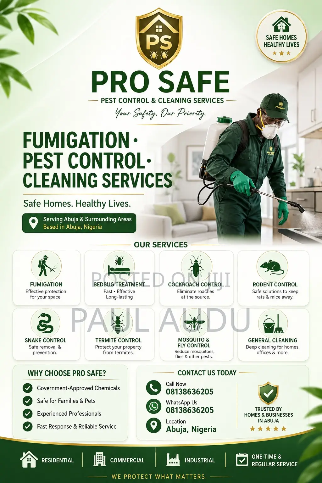 Pro-Safe Pest Control and Cleaning Service