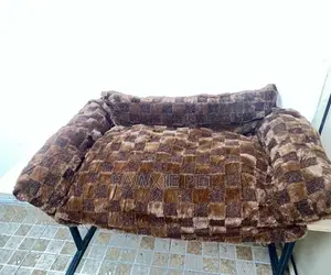 Short Fur Plaid Check Design Sofa Bed 91cm(L)