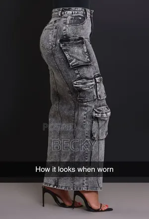 Grey Denim Cargo Maxi Skirt