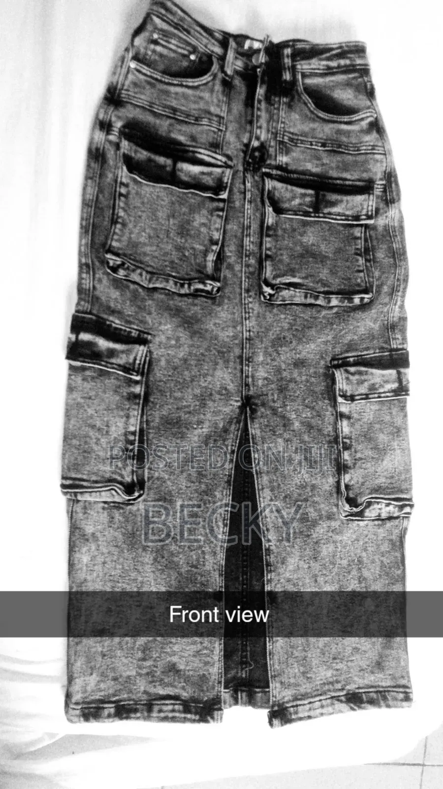 Grey Denim Cargo Maxi Skirt
