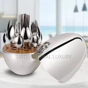 High-Quality 24pcs Oval Shape Cutlery Spoon Fork and Knife Set