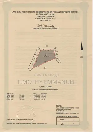 7500 Square Meters C of O Church Land for Sale