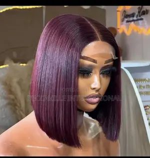 10” Super Double Drawn Vietnam Burgundy Bone Straight Wig With 2by4