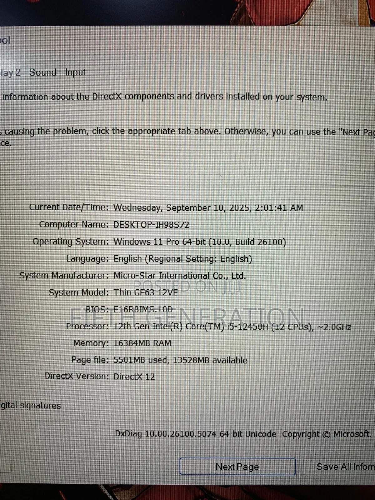 Laptop MSI GF63 16GB Intel Core i5 SSD 512GB