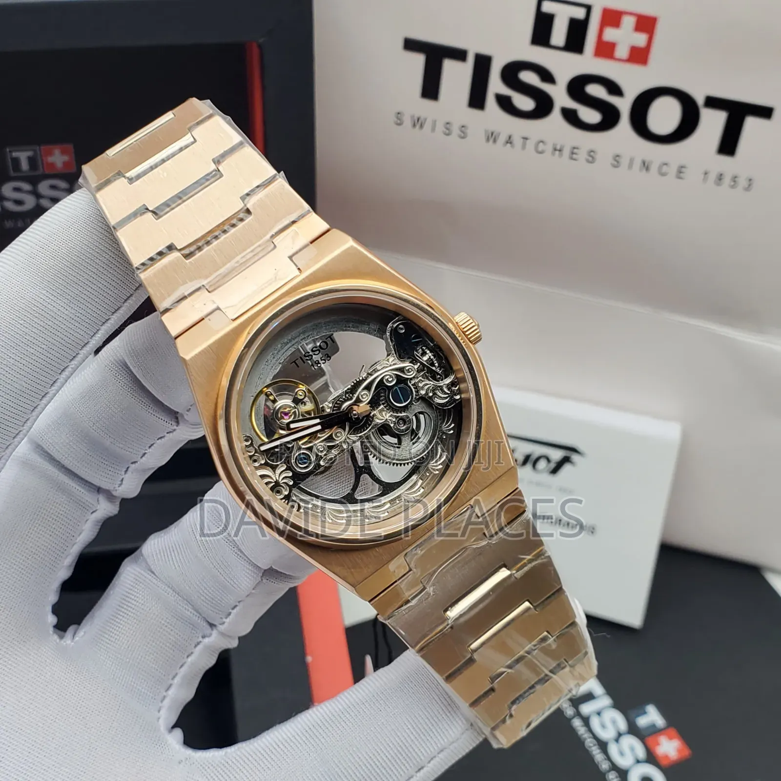 Tissot PRX Skeleton Automatic Engine Wristwatch, Rose Gold
