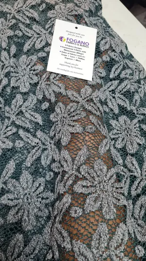 Green Lace With Floral Grey Design