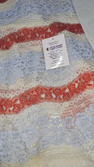 Light Blue and Rust Orange Net Lace