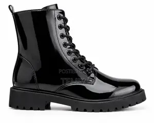 New Zara Black Patent Leather Ankle Boots-Women’s Fashion Boot