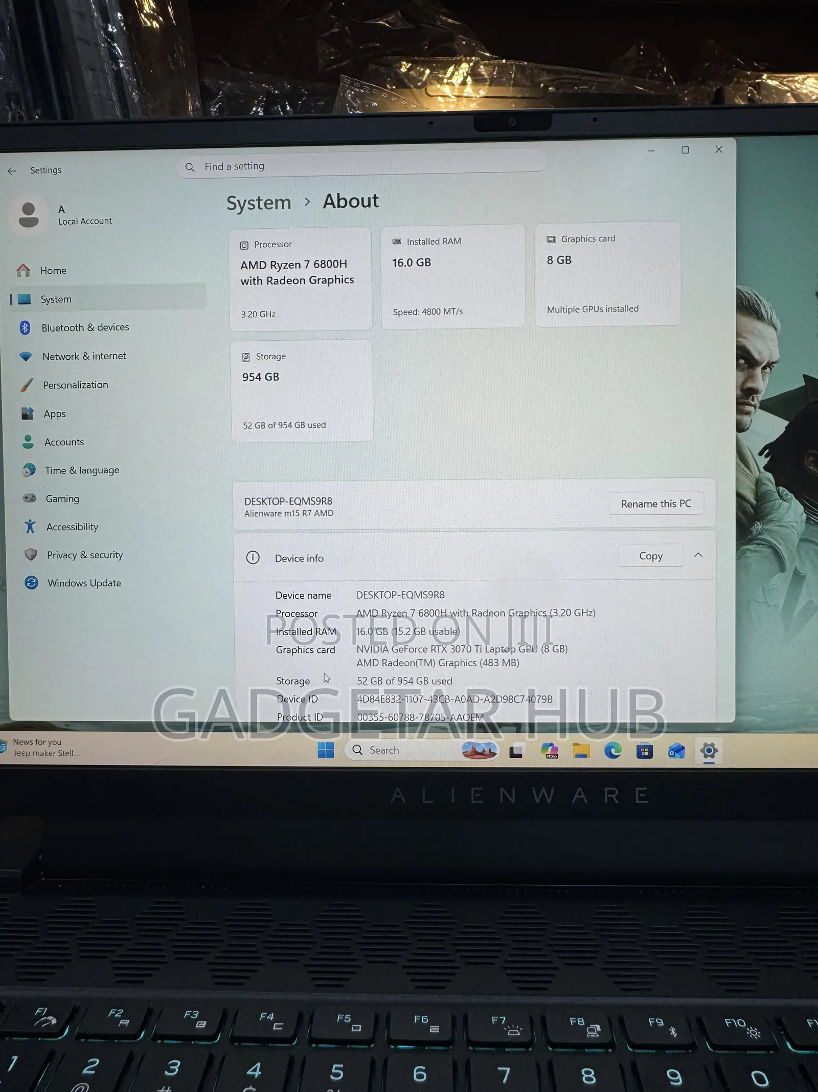 Laptop Dell 16GB AMD Ryzen 7 SSD 1T