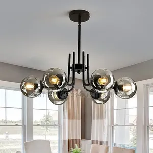 Modern Smoky Glass Globe Chandelier – Timeless Luxury Lighting